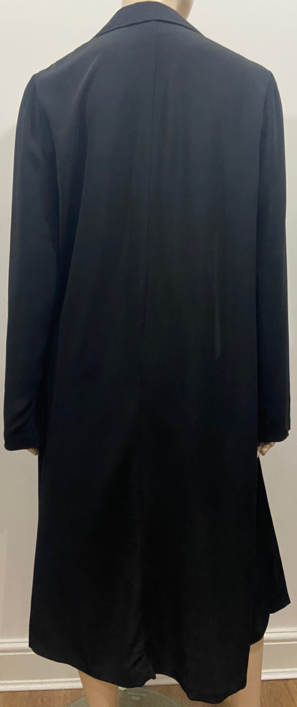 EILEEN FISHER Black Collared Open Front Lightweight Long Trench Jacket Coat S/P
