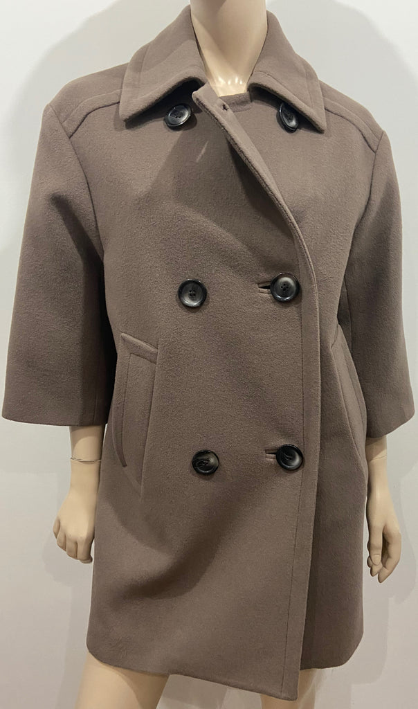 WHISTLES Brown New Wool Blend Double Breasted Lined Trench Jacket Coat UK8 EU36