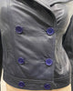 REISS Women's Midnight Blue Leather Collared Double Breasted Lined Jacket XS