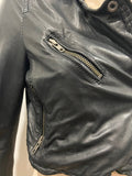 MUUBAA Black Soft Leather Collared Zipper Lined Cropped Biker Style Jacket UK 8