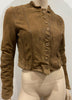 MUUBAA Brown Suede Boned Collar Long Sleeve Lined Fitted Crop Jacket 38 UK10