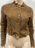 MUUBAA Brown Suede Boned Collar Long Sleeve Lined Fitted Crop Jacket 38 UK10