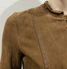 MUUBAA Brown Suede Boned Collar Long Sleeve Lined Fitted Crop Jacket 38 UK10