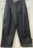 SELECTED FEMME Black 100% Leather Pleated Wide Leg Cropped Capri Trousers 34/XS