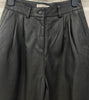 SELECTED FEMME Black 100% Leather Pleated Wide Leg Cropped Capri Trousers 34/XS