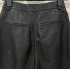 SELECTED FEMME Black 100% Leather Pleated Wide Leg Cropped Capri Trousers 34/XS