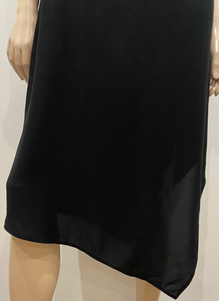 EILEEN FISHER Women's Black Silk Round Neck Sleeveless Long Length Midi Dress S