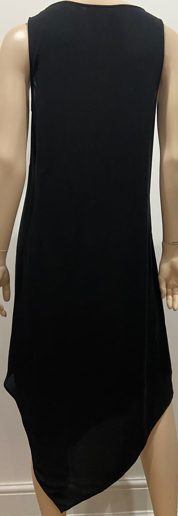 EILEEN FISHER Women's Black Silk Round Neck Sleeveless Long Length Midi Dress S