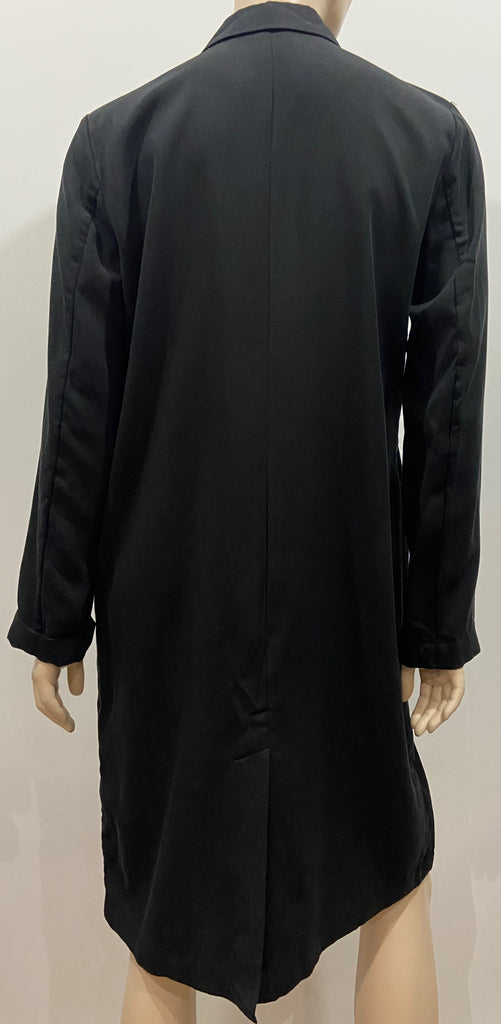 EILEEN FISHER Women's Black Collared V Neck Long Sleeve Blazer Coat Dress S