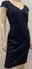 HOBBS Navy Blue Wool V Neck Short Cap Sleeve Short Length Lined Pencil Dress UK8