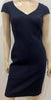 HOBBS Navy Blue Wool V Neck Short Cap Sleeve Short Length Lined Pencil Dress UK8