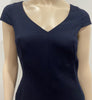 HOBBS Navy Blue Wool V Neck Short Cap Sleeve Short Length Lined Pencil Dress UK8