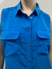 EQUIPMENT FEMME Royal Blue 100% Silk Collared Sleeveless Blouse Shirt Top S/P