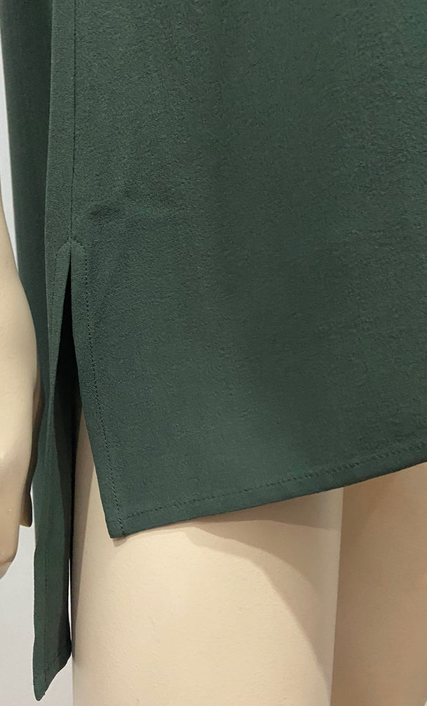 EILEEN FISHER Green 100% Silk Round Neck Sleeveless Camisole Vest Blouse Top XS