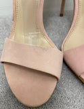 CARVELA KURT GEIGER Pale Pink Suede Open Toe High Stiletto Heel Sandals Shoes