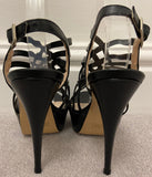 DANIEL Black Leather Open Toe Platform Strappy High Stiletto Sandals Shoes - NEW!