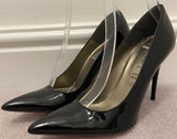 DANIEL Black Leather Patent Pointed Toe High Stiletto Pumps Court Shoes NEW! UK5