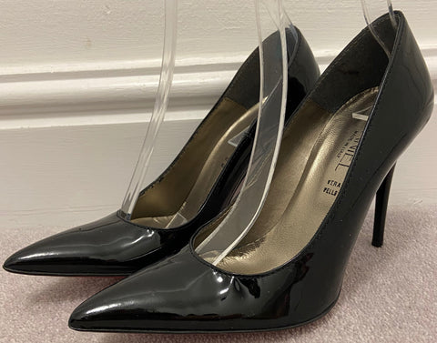 PRADA Women's Black Textured Leather High Stiletto Platform Court Shoes EU39 UK6