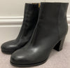 & OTHER STORIES Black Leather Round Toe Side Zip Block Heel Ankle Boots NEW! 38