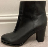 & OTHER STORIES Black Leather Round Toe Side Zip Block Heel Ankle Boots NEW! 38
