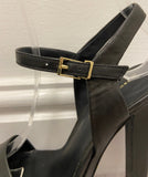 KG KURT GEIGER Black Leather Open Toe Platform Block Heel Sandals Shoes EU38 UK5