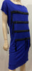 JEAN PAUL GAULTIER FEMME Royal Blue w Black Ribbon Detail Short Sleeve Dress UK8