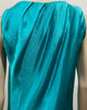 ALBERTA FERRETTI Blue Sheen Silk Round Beaded Neckline Sleeveless Dress UK12