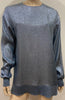 STELLA MCCARTNEY Blue Metallic Silk Blend Rib Trim Jumper Sweater Top 40 UK10