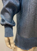 STELLA MCCARTNEY Blue Metallic Silk Blend Rib Trim Jumper Sweater Top 40 UK10