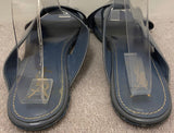 YSL YVES SAINT LAURENT Blue/Grey Leather Patent Strappy Flat Sandals Shoes UK6