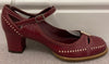 MARC JACOBS Burgundy Leather Round Toe Ankle Strap Block Heel Shoes EU39 UK6