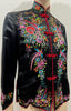 PLUM BLOSSOMS Black Multicolour Embroidered Chinese Kimono Blouse Jacket Top 36