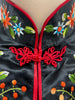 PLUM BLOSSOMS Black Multicolour Embroidered Chinese Kimono Blouse Jacket Top 36