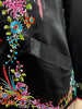 PLUM BLOSSOMS Black Multicolour Embroidered Chinese Kimono Blouse Jacket Top 36