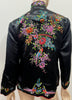 PLUM BLOSSOMS Black Multicolour Embroidered Chinese Kimono Blouse Jacket Top 36