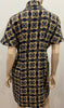 MARNI Beige Khaki & Cream Wool Geometric Print Short Sleeve Shirt Coat Dress 40