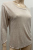 CHINTI & PARKER Pinky Beige Round Neck Semi Sheer 3/4 Sleeve T-Shirt Tee Top M