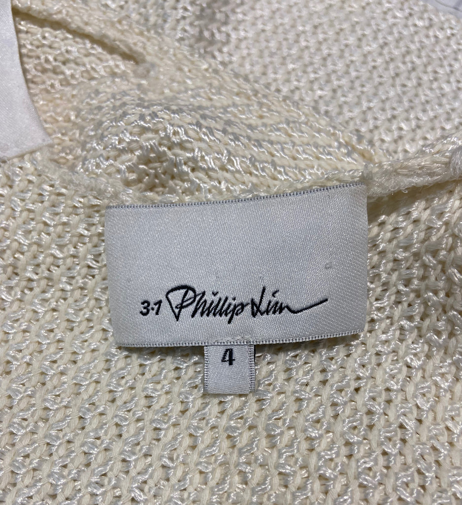 3.1 PHILLIP LIM White & Black Pinstripe Sleeveless Knitted Detail Blouse Top 4 UK8