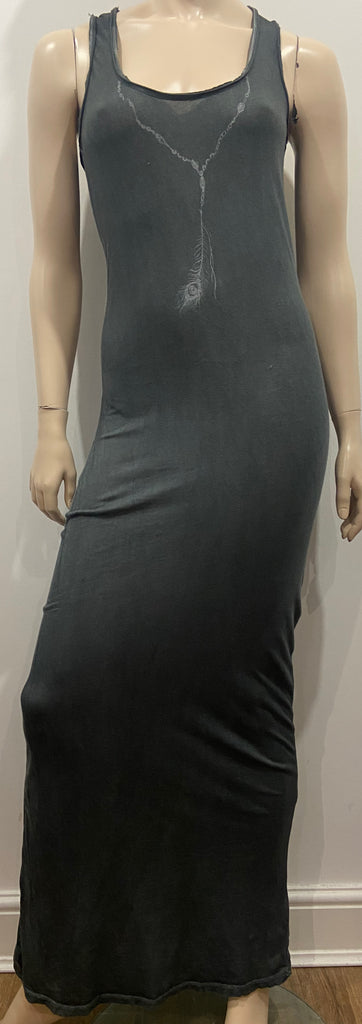 ZADIG & VOLTAIRE Bluey Grey Cotton Sleeveless Long Length Bodycon Maxi Dress S