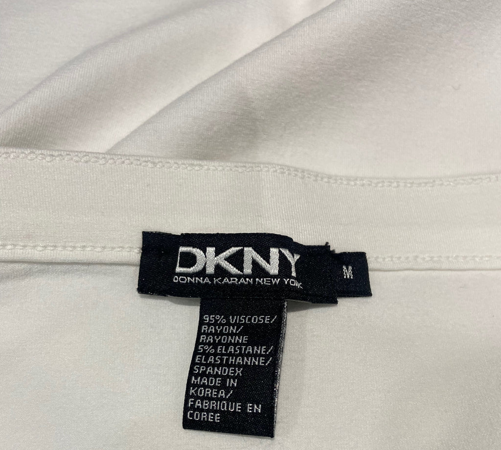 DKNY Winter White Jersey Wear Stretch Elasticated Waist Mini Short Bodycon Skirt M