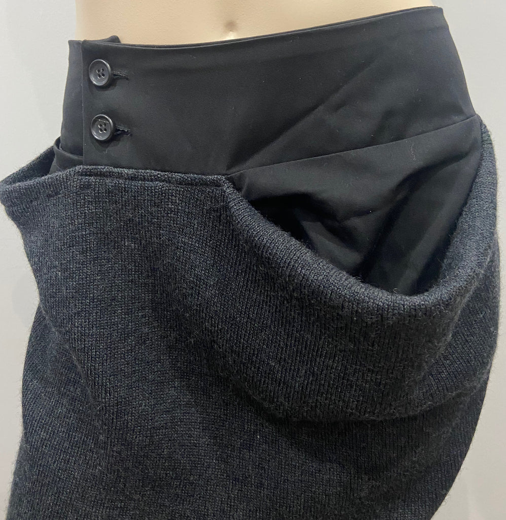 YOHJI YAMAMOTO Black & Grey Wool Blend Knitwear Long Length Maxi Pencil Skirt M
