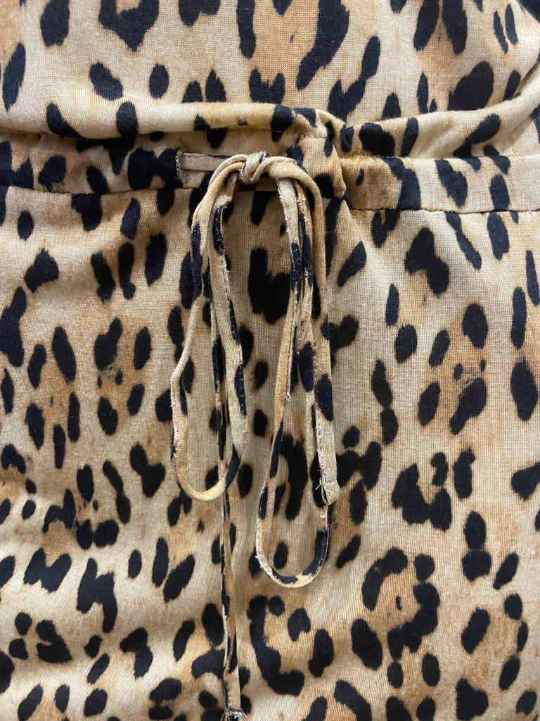 MELISSA ODABASH Beige Black Modal Leopard Animal Print Long Length Maxi Dress M