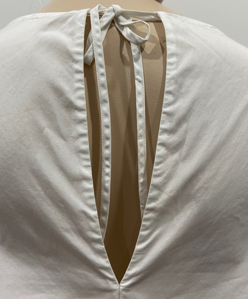 3.1 PHILLIP LIM White 100% Cotton V Neck Tie Rear Long Sleeve Blouse Shirt Top