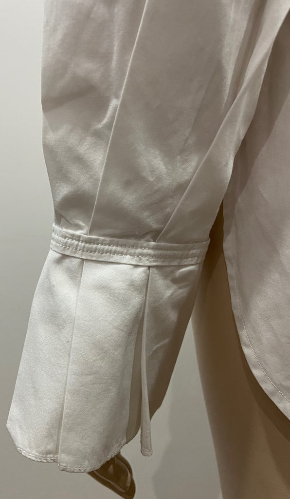 3.1 PHILLIP LIM White 100% Cotton V Neck Tie Rear Long Sleeve Blouse Shirt Top