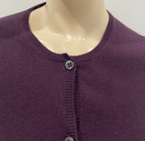 PRADA Plum Purple 100% Cashmere Round Neck Long Sleeve Cardigan Top 42 UK10