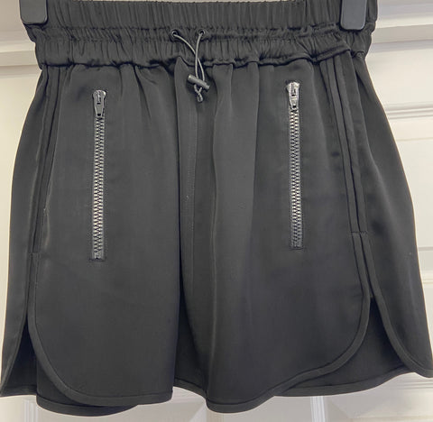 RAG & BONE Midnight Blue Black Velvet Fringe Ribbed Leather Waist Mini Skirt M