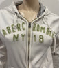ABERCROMBIE & FITCH White Cotton Zip Fastened Long Sleeve Hoodie Sweater Top L