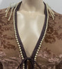 VOYAGE INVEST IN THE ORIGINAL Vintage Brown Floral Velvet Pearl Detail Cardigan