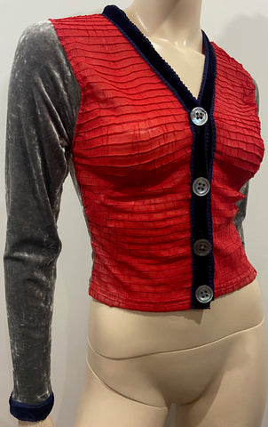 Women's Cream Navy & Red 100% Linen Striped Knitwear Tank Vest Jumper Top M