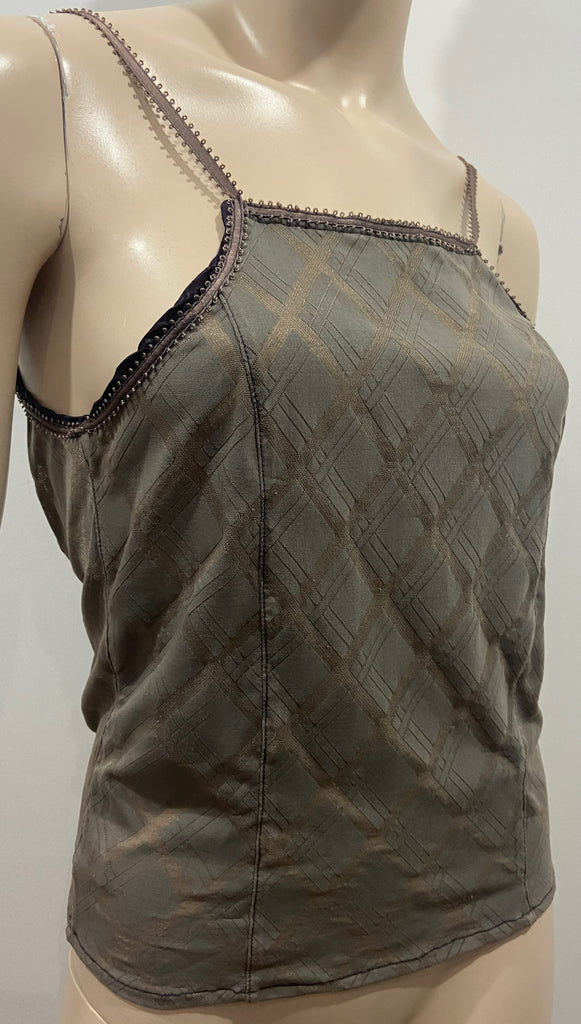 VOYAGE INVEST IN THE ORIGINAL Taupe Brown Sleeveless Criss Cross Camisole Top S